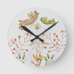 bloemen en vogels ronde klok