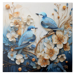 Bloemen en Vogels Tegeltje