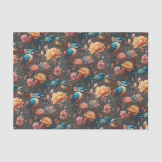 bloemen en vogels tissuepapier (Voorkant)