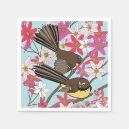 Bloemen en vogelservet servet