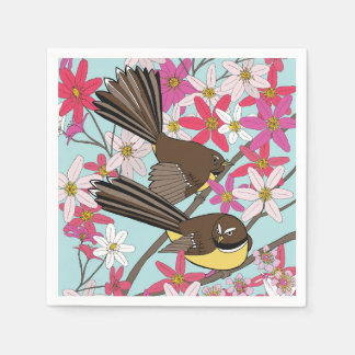 Bloemen en vogelservet servet