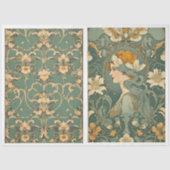Bloemen en vrouw in Art Nouveau -Decoupage- Tissuepapier (Voorkant)