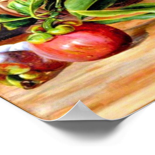 Bloemen en vruchten van Mangosteen; Singapore aap Poster (Hoek)