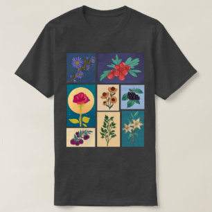Bloemen en Vruchten Vintage Postzegels T-shirt