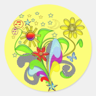 Bloemen en wervelingen T-shirts en geschenken Ronde Sticker