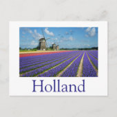 Bloemen en windmolens in Holland, tekst briefkaart (Voorkant)