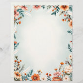 Bloemen en witte veren briefhoofd (Voorkant / Achterkant)