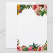 Bloemen en Zangvogel Briefpapier (Voorkant / Achterkant)