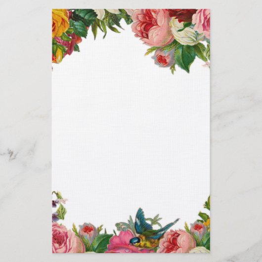 Bloemen en Zangvogel Briefpapier (Voorkant)