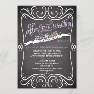 Bloemen en zwembroeken Chalkboard Post Wedding IDP Kaart