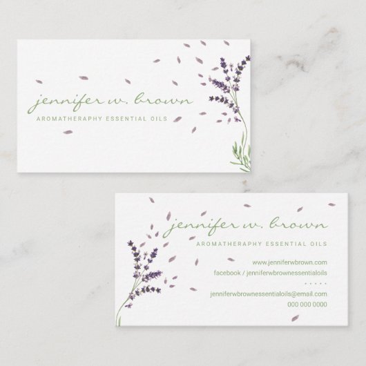 Bloemen essentie olie parfumlavendel botanisch visitekaartje (Voorkant / Achterkant)