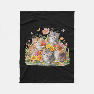 Bloemen  esthetisch geschilderde Kittens en pers Fleece Deken