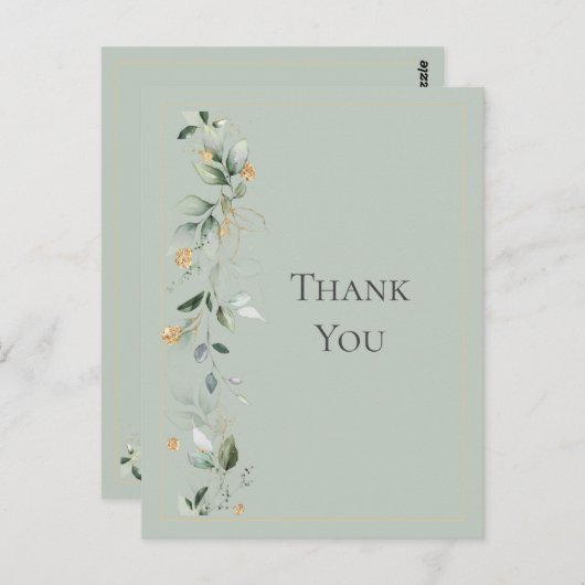 Bloemen Eucalyptus groen goud bruiloft groen Briefkaart (Voorkant / Achterkant)