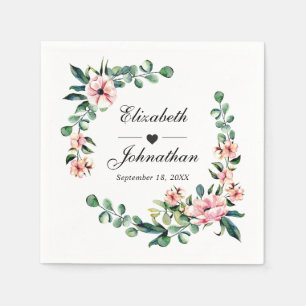 Bloemen Eucalyptus groen krans Waterverf   Servet