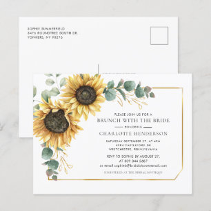 Bloemen Eucalyptus Zonnebloem Bridal Brunch Uitnodiging Briefkaart