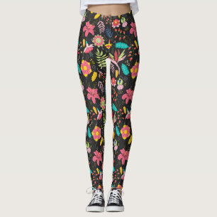 Bloemen exotische bloemen bladeren patroon leggings