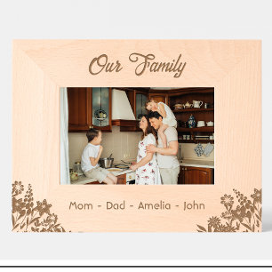 Bloemen Familie Datum Namen Gegraveerd Hout Lijst