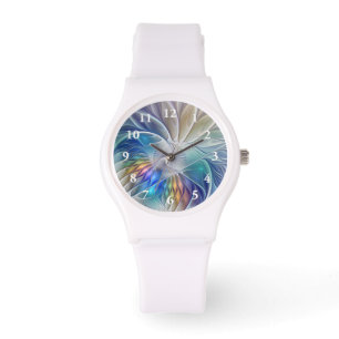 Bloemen Fantasie, Kleurrijke Abstracte Fractal Horloge