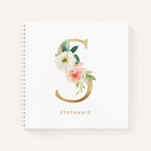  Bloemen Faux Gold Folie Letter S Monogram Notitieboek