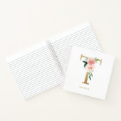 Bloemen Faux Gold Folie Letter T Monogram Notitieboek (Binnen)