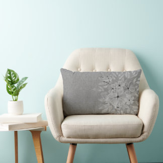  Bloemen Faux linnen textuur Grijs Monochromat Kussen