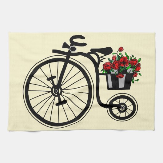 Bloemen Fiets Keukenhanddoek (Horizontaal)