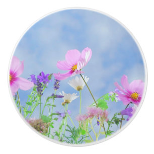 bloemen fijne kleuren keramische knop