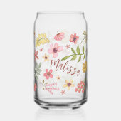 Bloemen Floral Boho botanische Schattigee naam Blikvorm Glas (Voorkant)