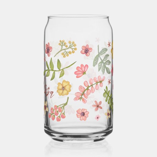 Bloemen Floral Boho  botanische Schattigee naam Blikvorm Glas (Links)