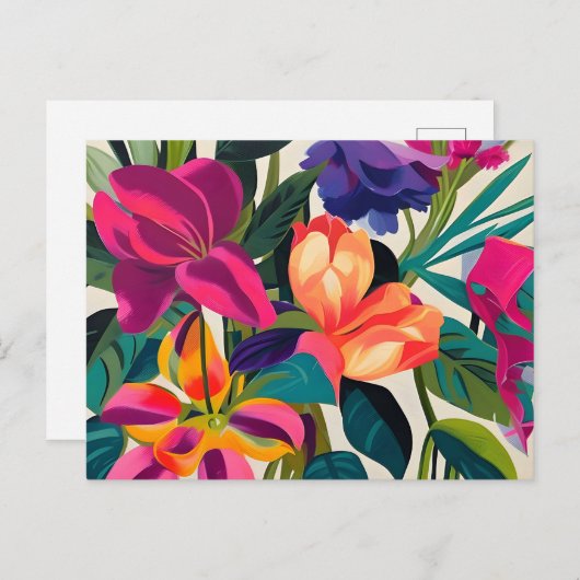 Bloemen fluitend botanisch briefkaart (Voorkant / Achterkant)