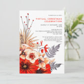 Bloemen Foliage Bessen Virtueel Kerstfeest Kaart (Staand voorkant)