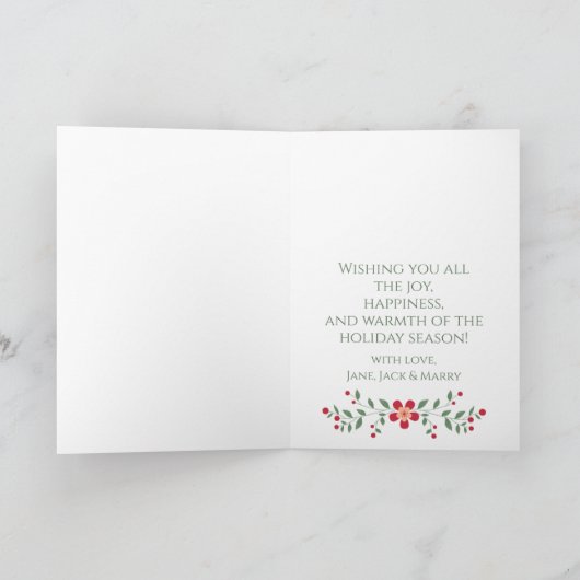 Bloemen Foliage Een foto Kerstmis Feestdagen Kaart (Binnen)