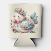 Bloemen Folk Vogel met Pastel Boho Charm Blikjeskoeler (Voorkant)