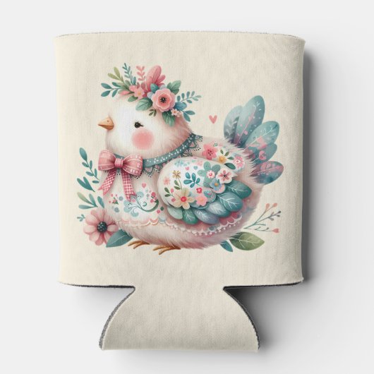 Bloemen Folk Vogel met Pastel Boho Charm Blikjeskoeler (Achterkant)