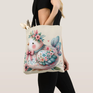 Bloemen Folk Vogel met Pastel Boho Charm Draagtas
