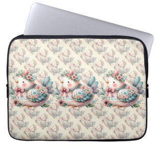 Bloemen Folk Vogel met Pastel Boho Charm Laptop Sleeve