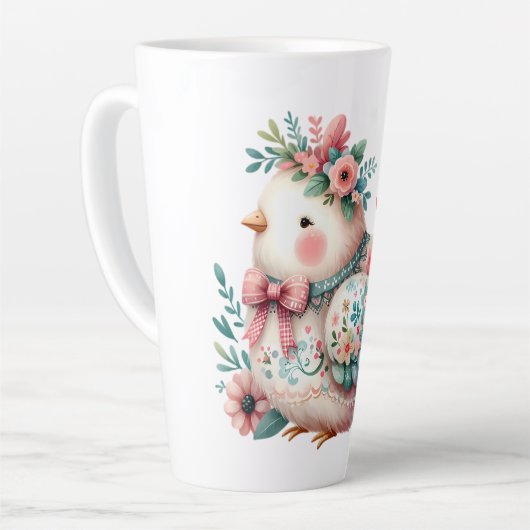 Bloemen Folk Vogel met Pastel Boho Charm Latte Mok (Linkerhoek)