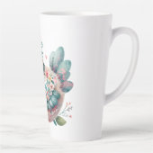 Bloemen Folk Vogel met Pastel Boho Charm Latte Mok (Rechts)