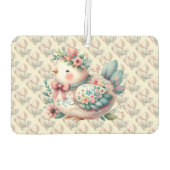 Bloemen Folk Vogel met Pastel Boho Charm Luchtverfrisser (Achterkant)