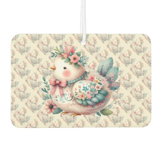 Bloemen Folk Vogel met Pastel Boho Charm Luchtverfrisser (Voorkant)