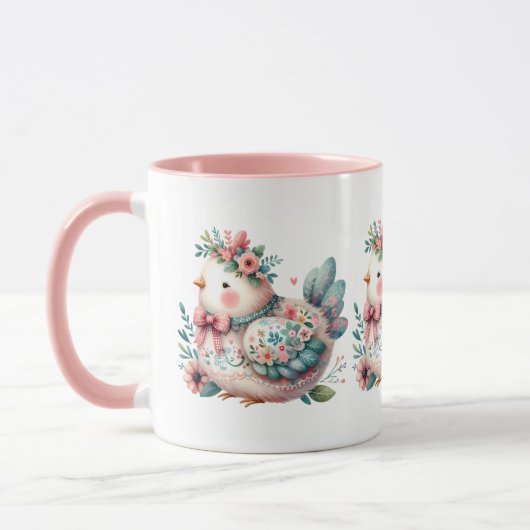 Bloemen Folk Vogel met Pastel Boho Charm Mok (Links)
