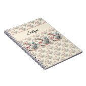 Bloemen Folk Vogel met Pastel Boho Charm Notitieboek (Rechterzijde)