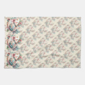 Bloemen Folk Vogel met Pastel Boho Charm Theedoek (Horizontaal)
