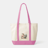 Bloemen Folk Vogel met Pastel Boho Charm Tote Bag (Achterkant)