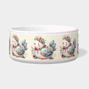 Bloemen Folk Vogel met Pastel Boho Charm Voerbakje