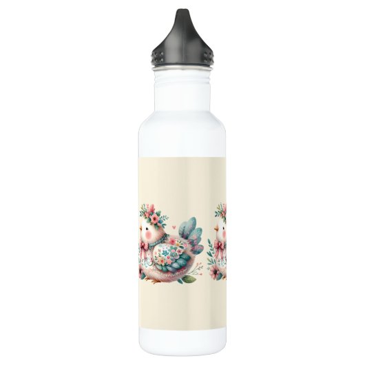Bloemen Folk Vogel met Pastel Boho Charm Waterfles (Links)
