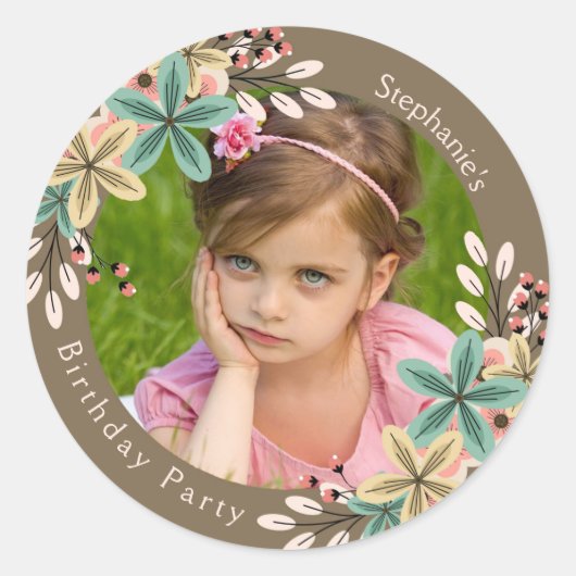 Bloemen Foto Ronde Sticker (Voorkant)