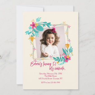 Bloemen Fotolijst voor Meisjes Kaart