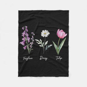 Bloemen Foxglove Daisy Tulip Flower Fleece Deken
