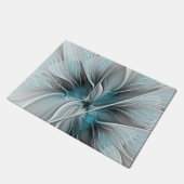 Bloemen Fractal Modern Abstract Bloemblauw Grijs Deurmat (Schuin)